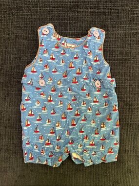 Blue Sailboat Print Baby One-Piece Romper
